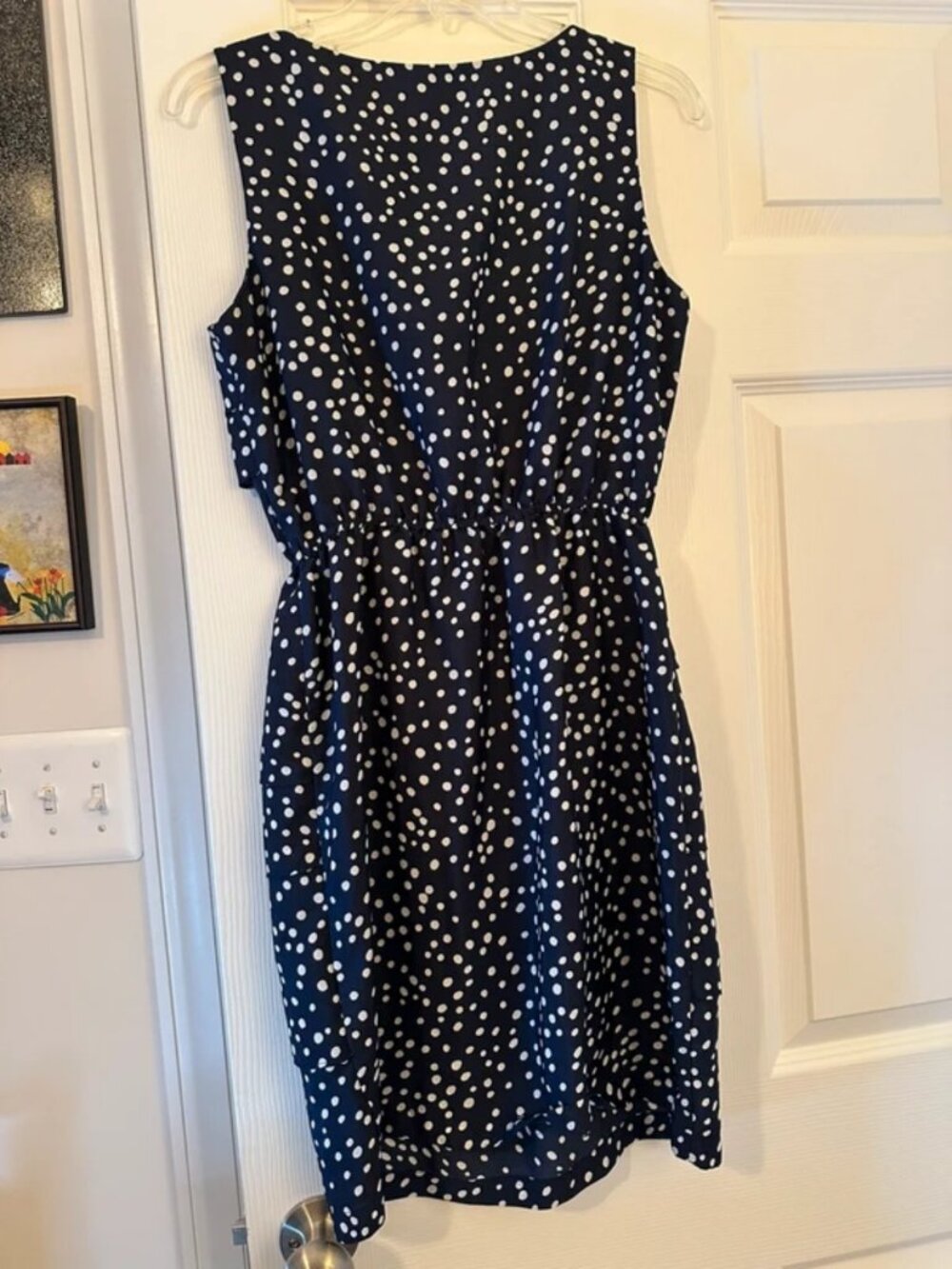 Julian Taylor Navy and white poka dot mid dress, 10P